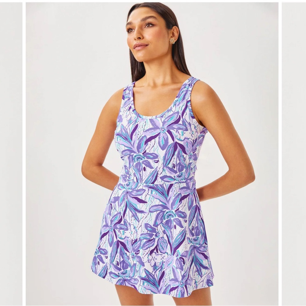 Lilly Pulitzer UPF 50+ Luxletic Charlotta Active Dress -Elephant in the bloom